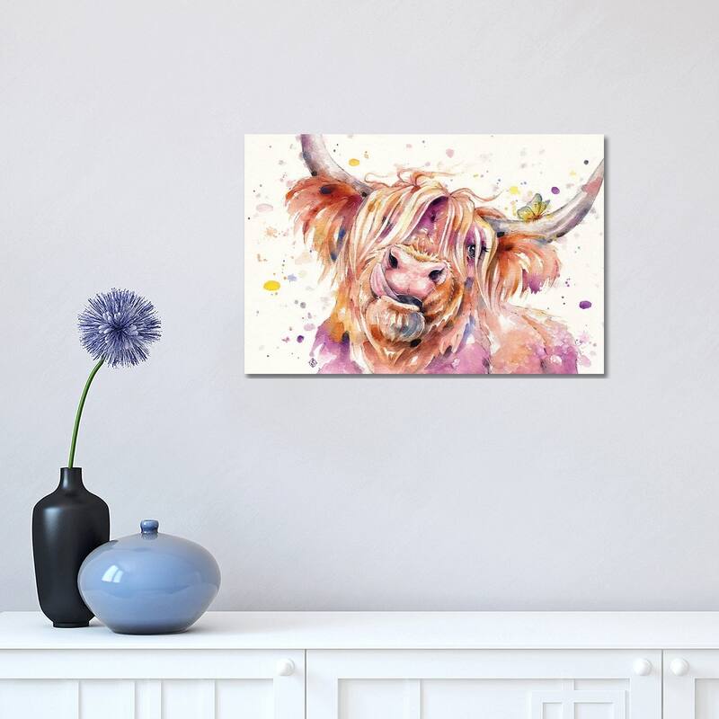 iCanvas "Bad Hair Don't Care (Scottish Highland Cow)" by Sillier Than Sally Canvas Print - 12x18x1.5