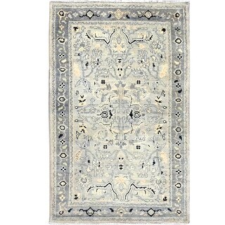 Shahbanu Rugs Grandma Gray Soft Wool Serapi Heriz Design Hand Knotted ...