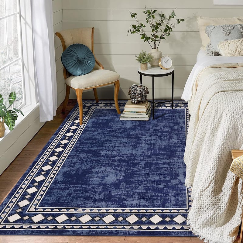 Garvee Machine Washable Rug Modern Bordered Area Rugs