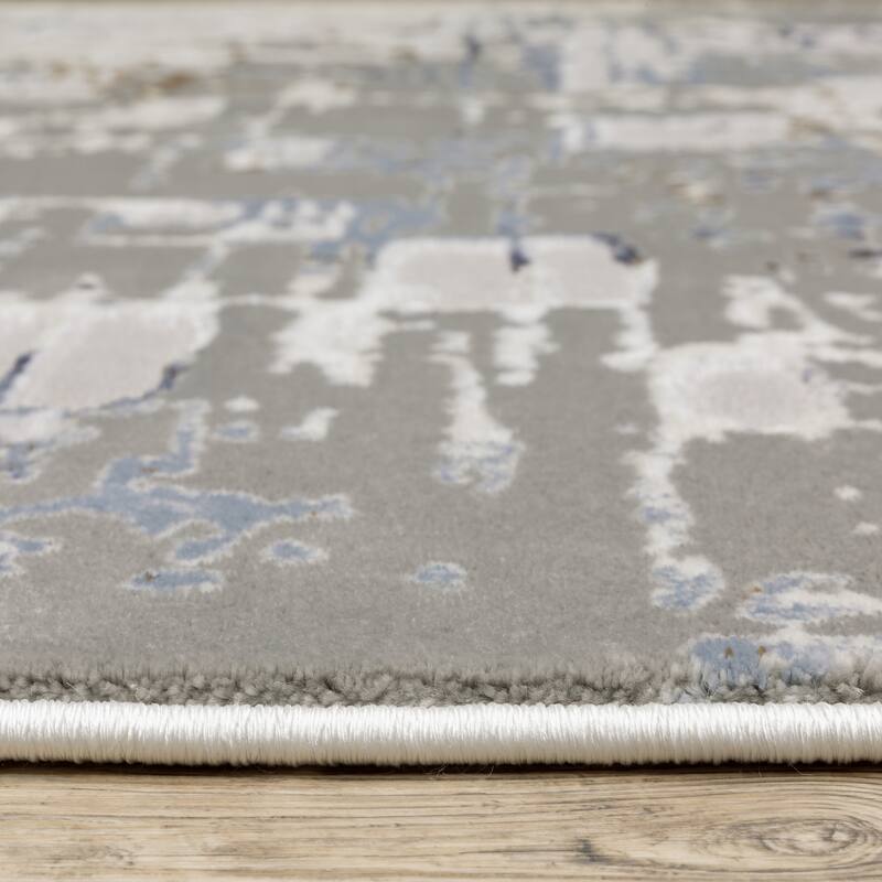 Style Haven Emery Industrial Abstract Grey/ Blue Mixed-Pile Area Rug