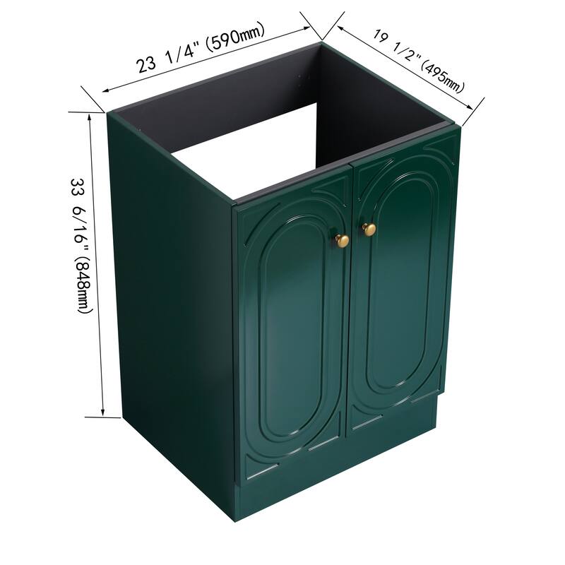 Modern 24 Inch Freestanding Bathroom Vanity Base without Sink, Storage Cabinet with Soft-Close Doors and Adjustable Shelves