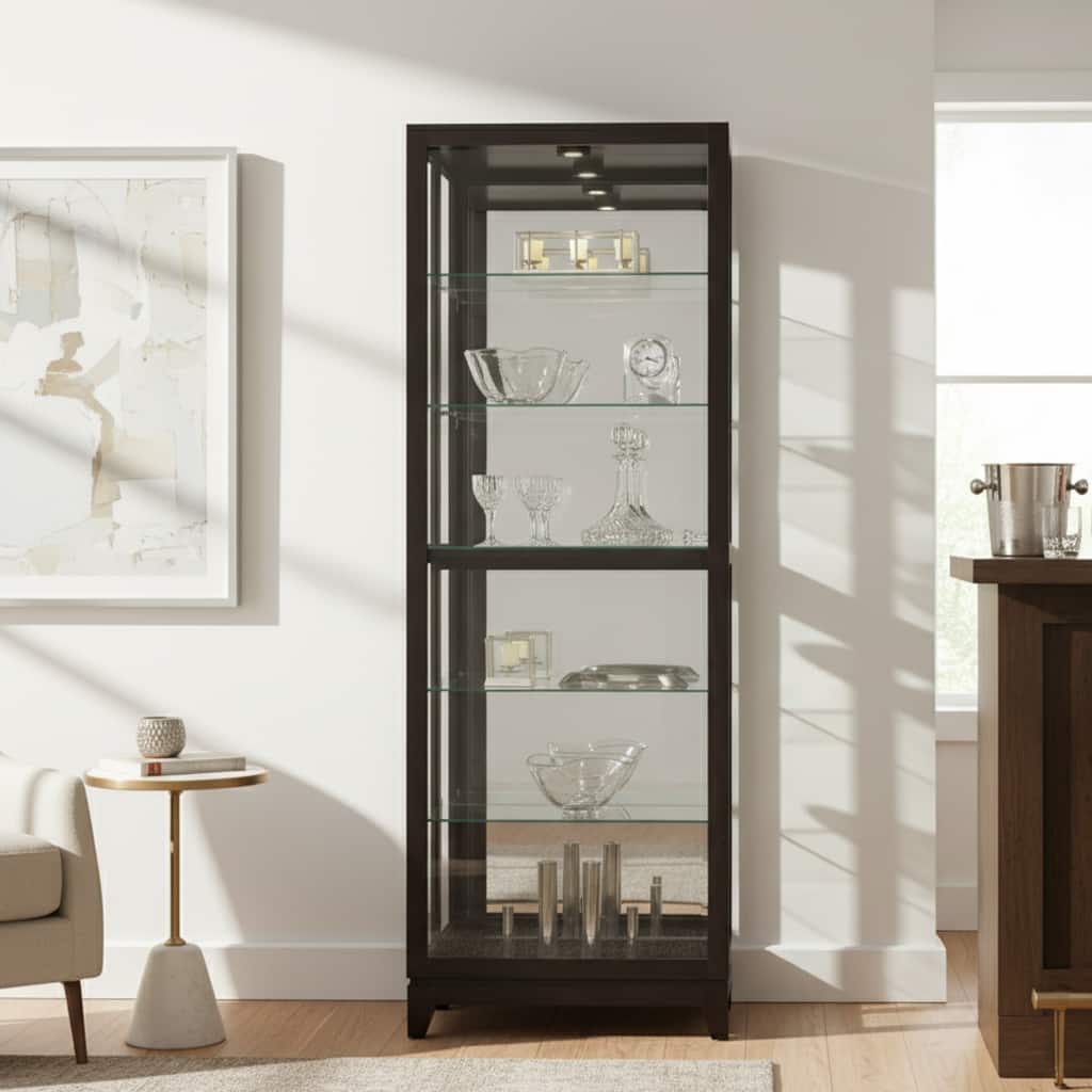 Howard Miller Luke IV Black Solid Wood 6-Shelf Curio Cabinet