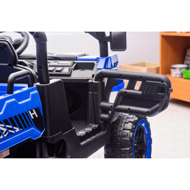 24V 2-Seater Kids Ride On Dump Truck with Remote, 4WD 6-Wheel UTV Car with Electric Dump Bed, LED Lights & Music