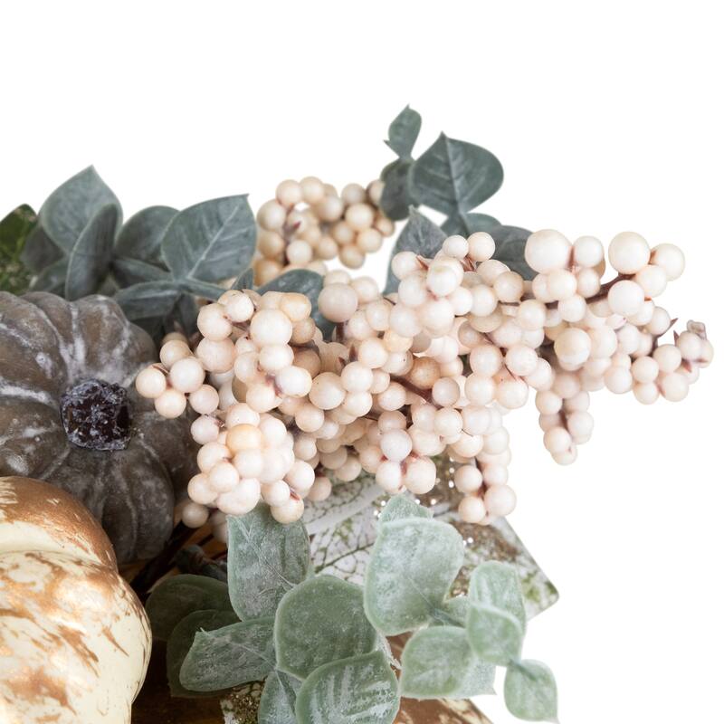 Mini Pumpkins and Berries Glittered Fall Harvest Decoration - 9"