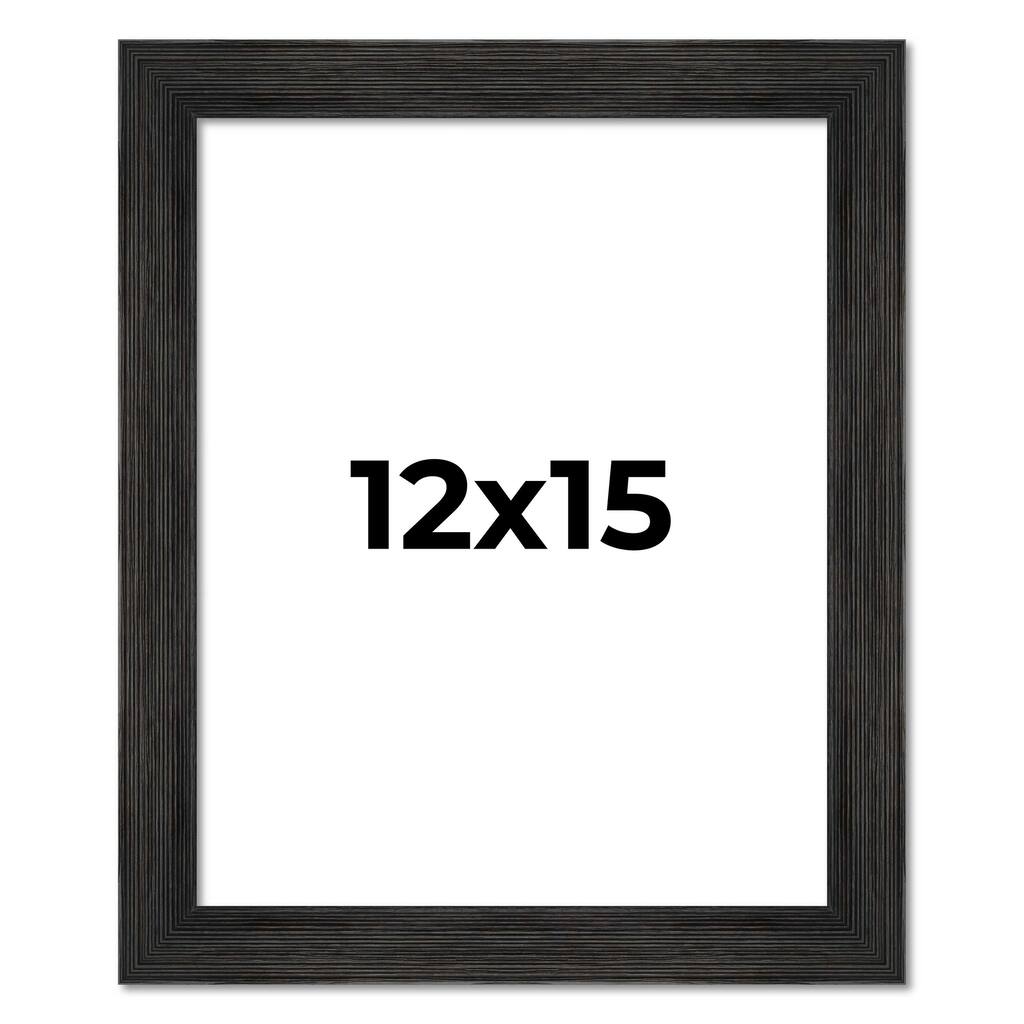 12x15 Black Rustic Wide Barnwood Picture Frame - UV Acrylic, Foam Board Backing, Hanging Hardware