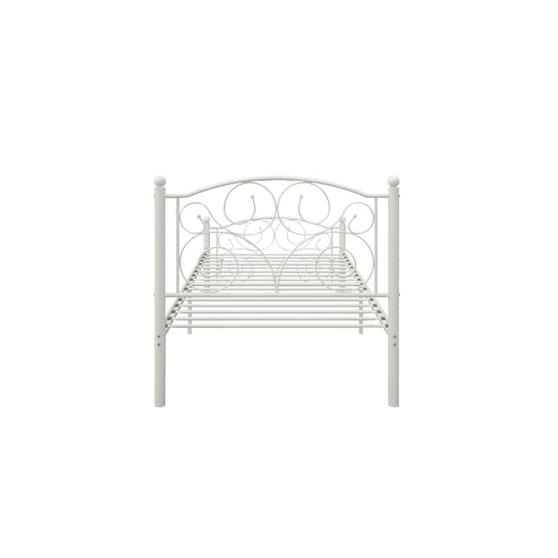 Twin Size Unique Flower Sturdy System Metal Bed Frame with Headboard and Footboard