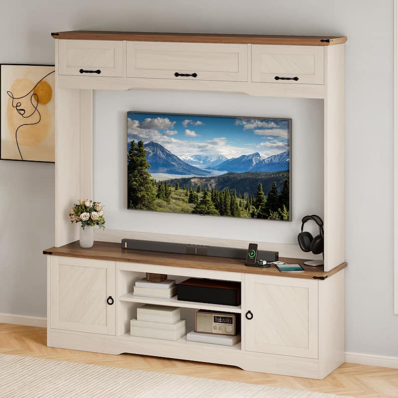 Moasis Vintage TV Stand with Power Outlet for 65" TVs