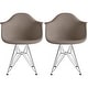 preview thumbnail 24 of 24, Set of 2 Plastic Eiffel Molded Shell Retro Dining Chairs Accent For Living Room Kitchen Chrome Desk Designer Office Taupe Gray