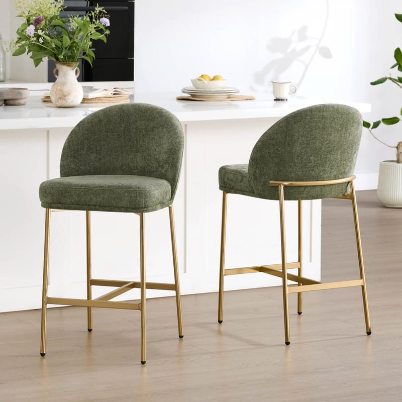 Spruce & Spring Upholstered Counter Bar Stool with Metal Frame
