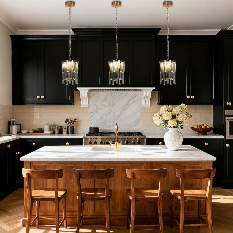 Modern LED Crystal 1-Light Pendant Light for Kitchen Island Foyer Bathroom - 7.8" Dia. x 11.8" H