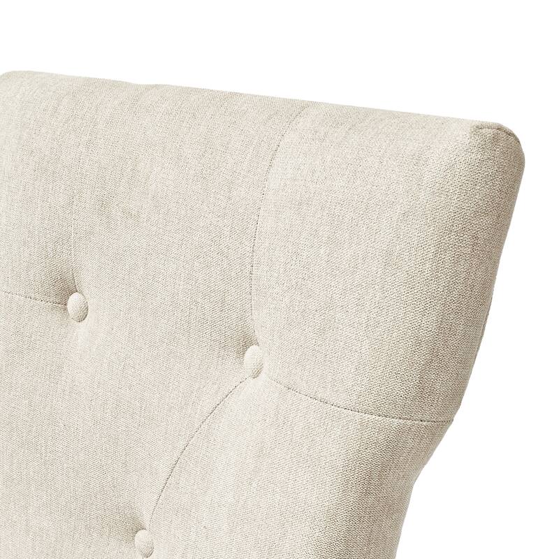 Modern 2 Piece Linen Button Dining Chairs with Cushions Wooden Legs for Dining Room Kitchen Living Room Bedroom