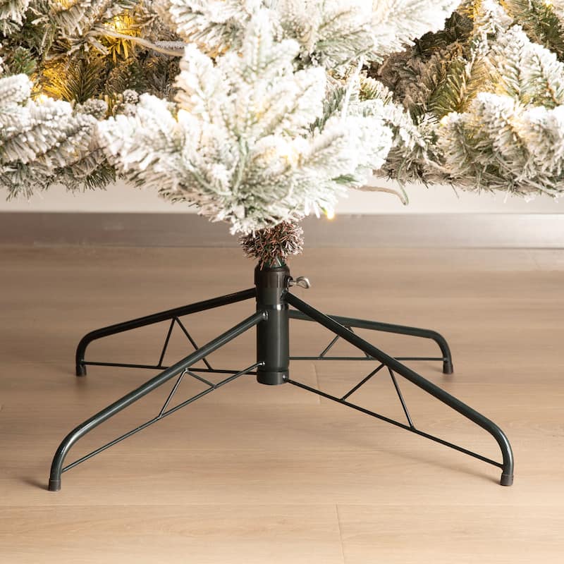 Glitzhome 7.5ft/9ft Pre-Lit Flocked Upward Slim Fir Artificial Christmas Tree with Remote Control