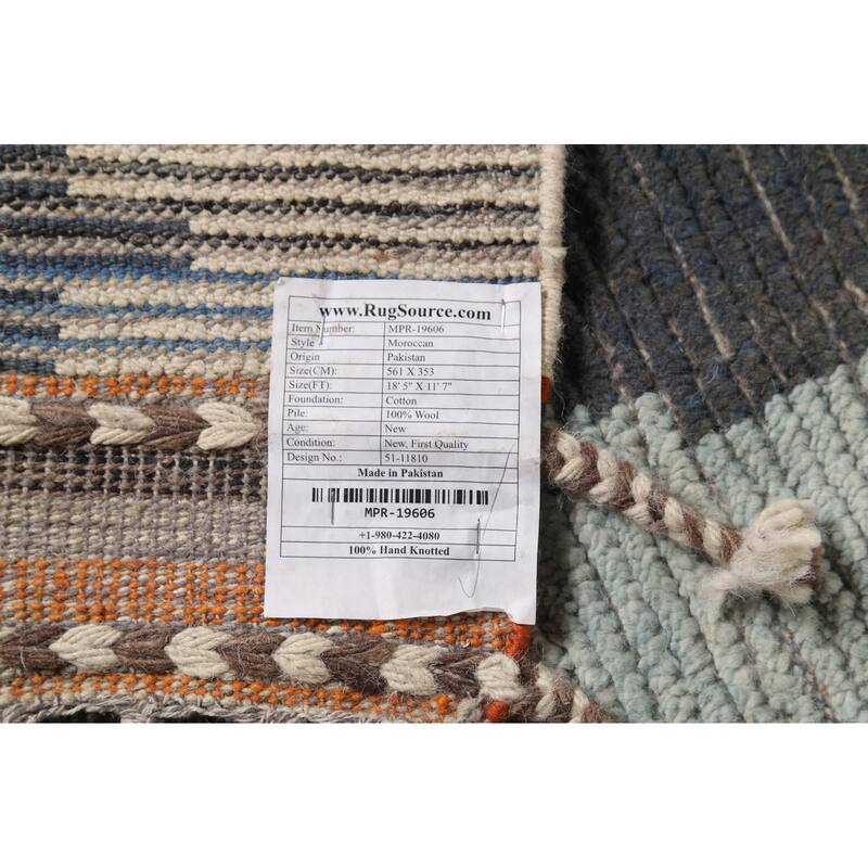 Moroccan Large Abstract Area Rug Handmade Beige Wool Carpet - 11'7"x 18'5"