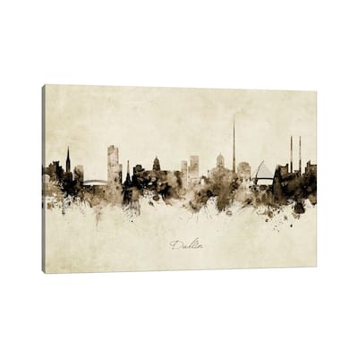 iCanvas "Dublin Ireland Skyline" by Michael Tompsett Canvas Print