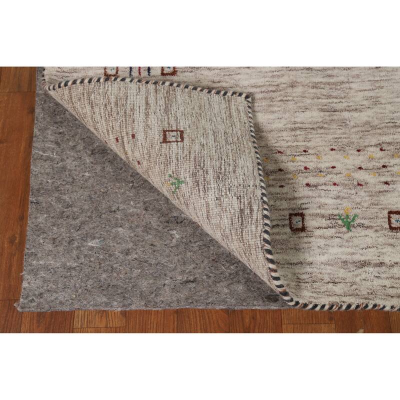 Hand Knotted Oriental 100% Wool Carpet Tribal Animal Pictorial Beige & Ivories Gabbeh Area Rug - 5' 9'' X 4' 0''