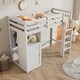 preview thumbnail 22 of 32, Loft Bed Twin Size Wood Loft Bed Frame with Wardrobe Underneath, Kids Bedroom Loft Bed with Ladder and Safety Guardrail
