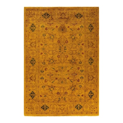 Vibrance, One-of-a-Kind Hand-Knotted Area Rug - Gold, 4' 7" x 6' 7" - 4' 7" x 6' 7"