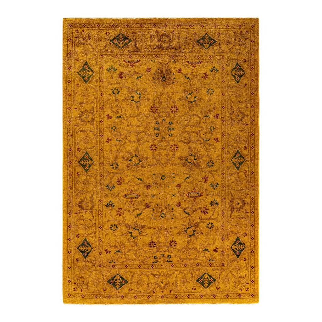 Vibrance, One-of-a-Kind Hand-Knotted Area Rug - Gold, 4' 7" x 6' 7" - 4' 7" x 6' 7"