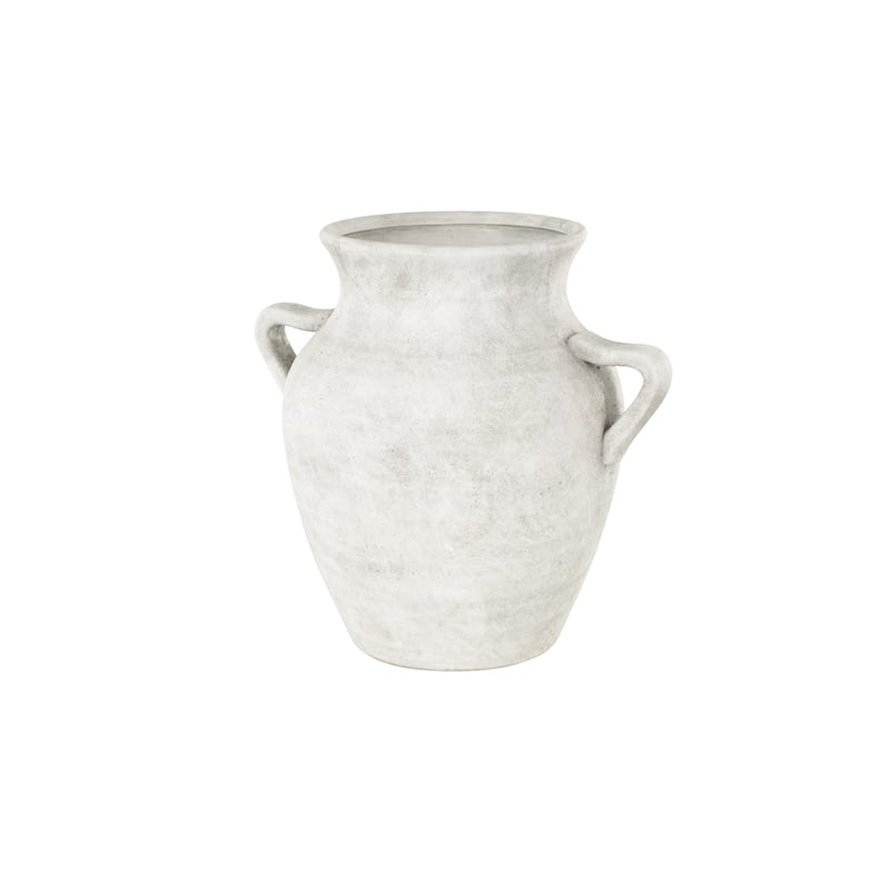 Ceramic Antique Style Textured Vase with Handles - Copper or White - Roche River Decor - White