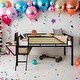 preview thumbnail 16 of 28, Full Size Metal Loft Bed with Rectangular Desk,LED Lights,Storage Shelves Black+Natural