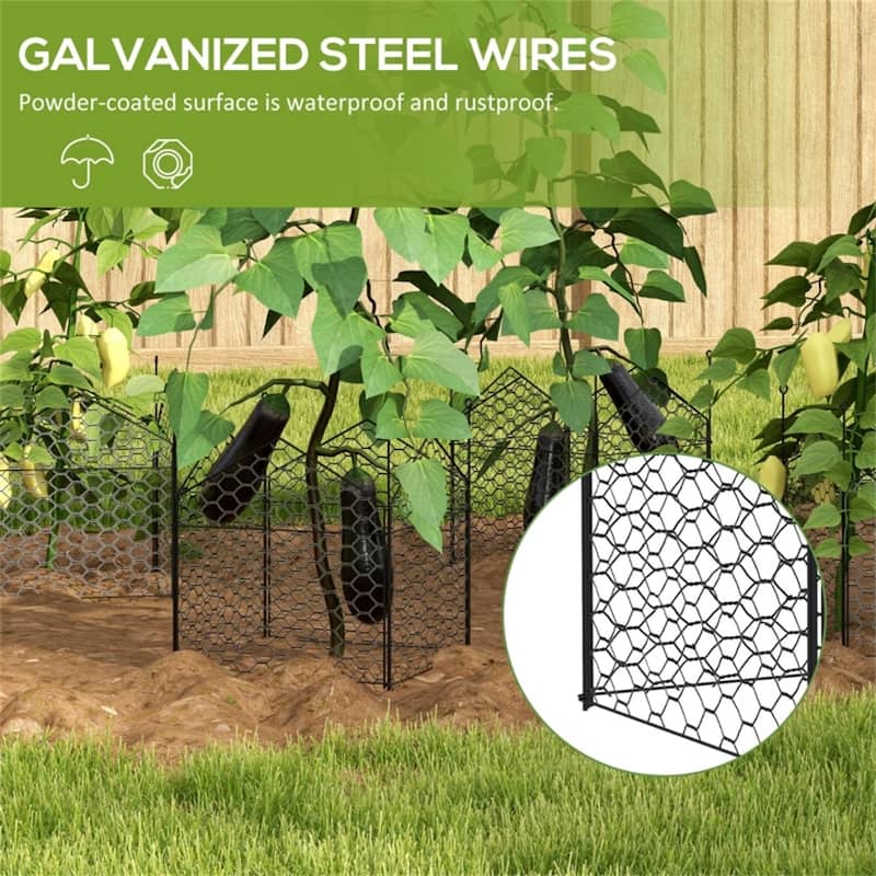 4 Black Steel Wire Garden Crop Cages Fence Panel for Protect Vegetables from Wildlife - 11.75" W x 11.75" D x 13.75"