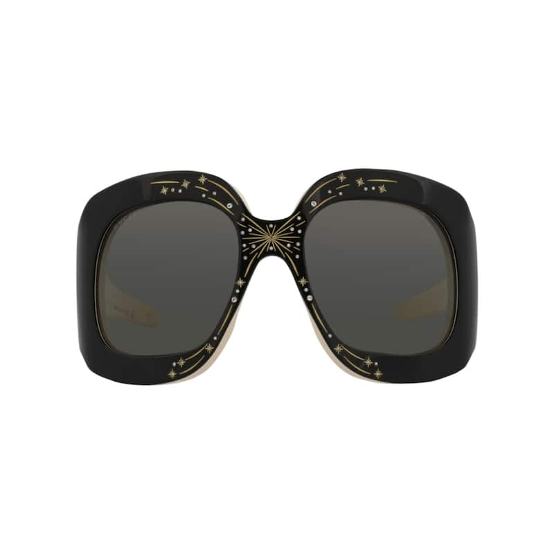 Gucci Shield-Frame Acetate Sunglasses - Black Black Grey - Black - Grey Lens