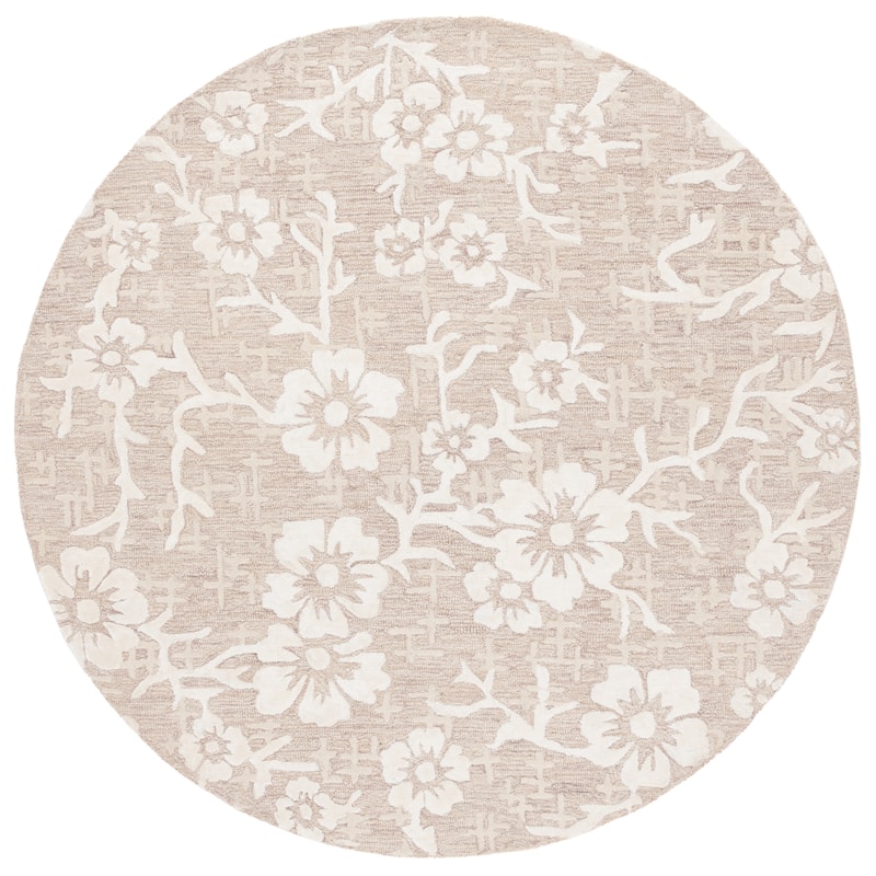 SAFAVIEH Handmade Glamour Zaruhi Modern & Contemporary Viscose Rug - 6' Round - Beige/Ivory
