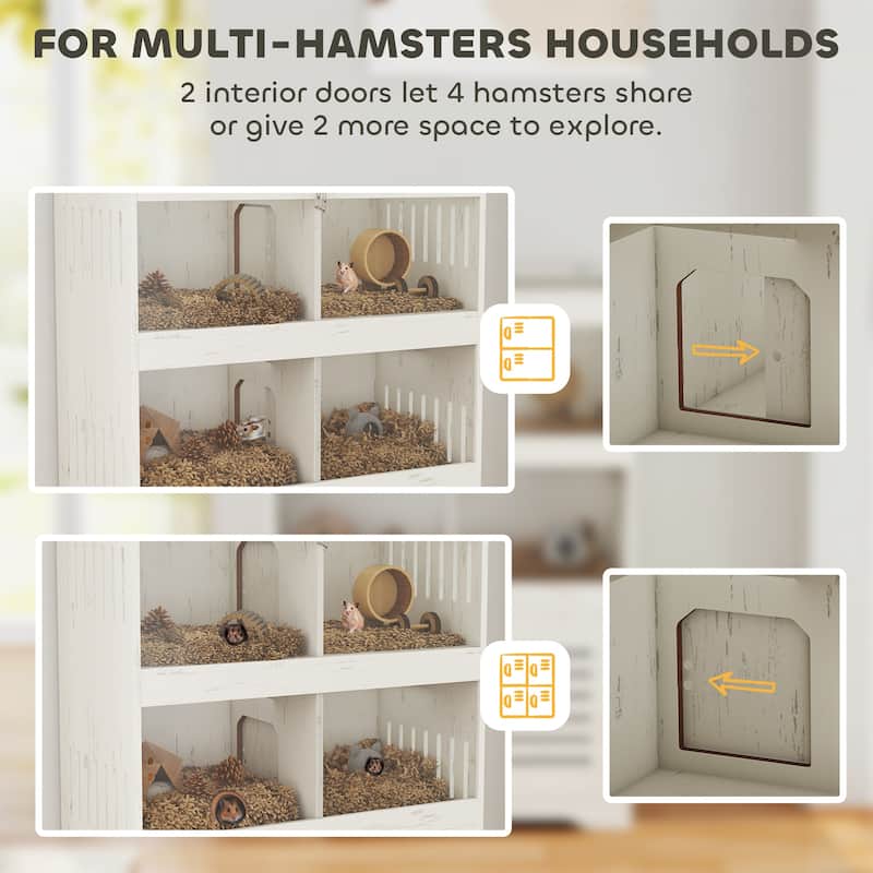 Grey-White Hamster Cage with Tubes Exercise Wheel Ramp and Food Dish Water Bottle Set - 22.8" L x 12.6" W x 12.2" H