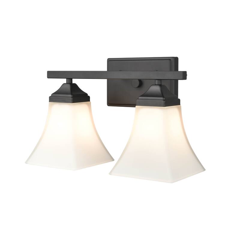 Millennium Lighting Metal 2 Light Vanity Fixture with Etched White Glass Shades