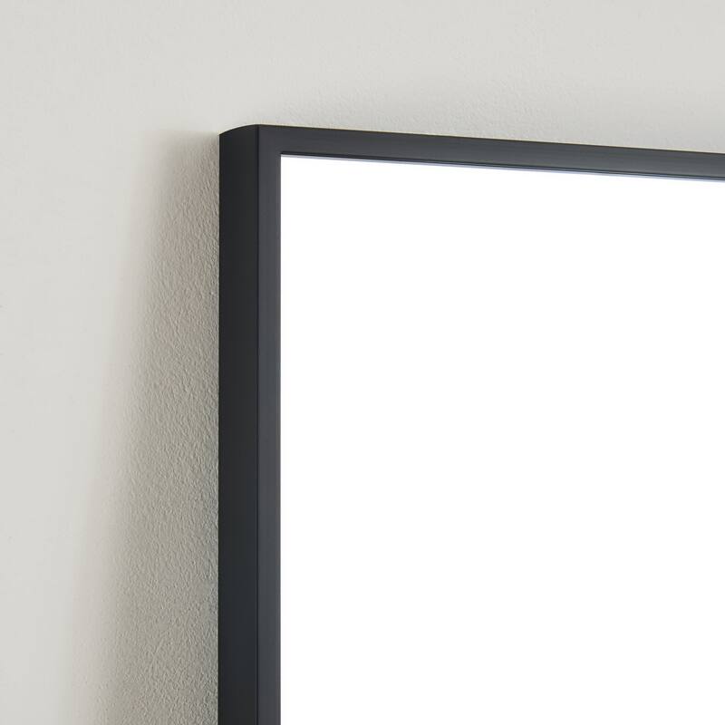 Full Length Mirror - Black Aluminum Alloy Frame, Leaning/Wall Mounted, Shatter-Proof