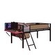 preview thumbnail 18 of 17, Twin Size Metal LED Loft Bed with Rectangular Desk and Storage Shelves