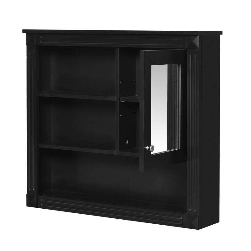 GDFStudio - Wilford Modern Wall-Mounted Bathroom Storage Cabinet with Mirror Door and Adjustable Shelves - 32"W