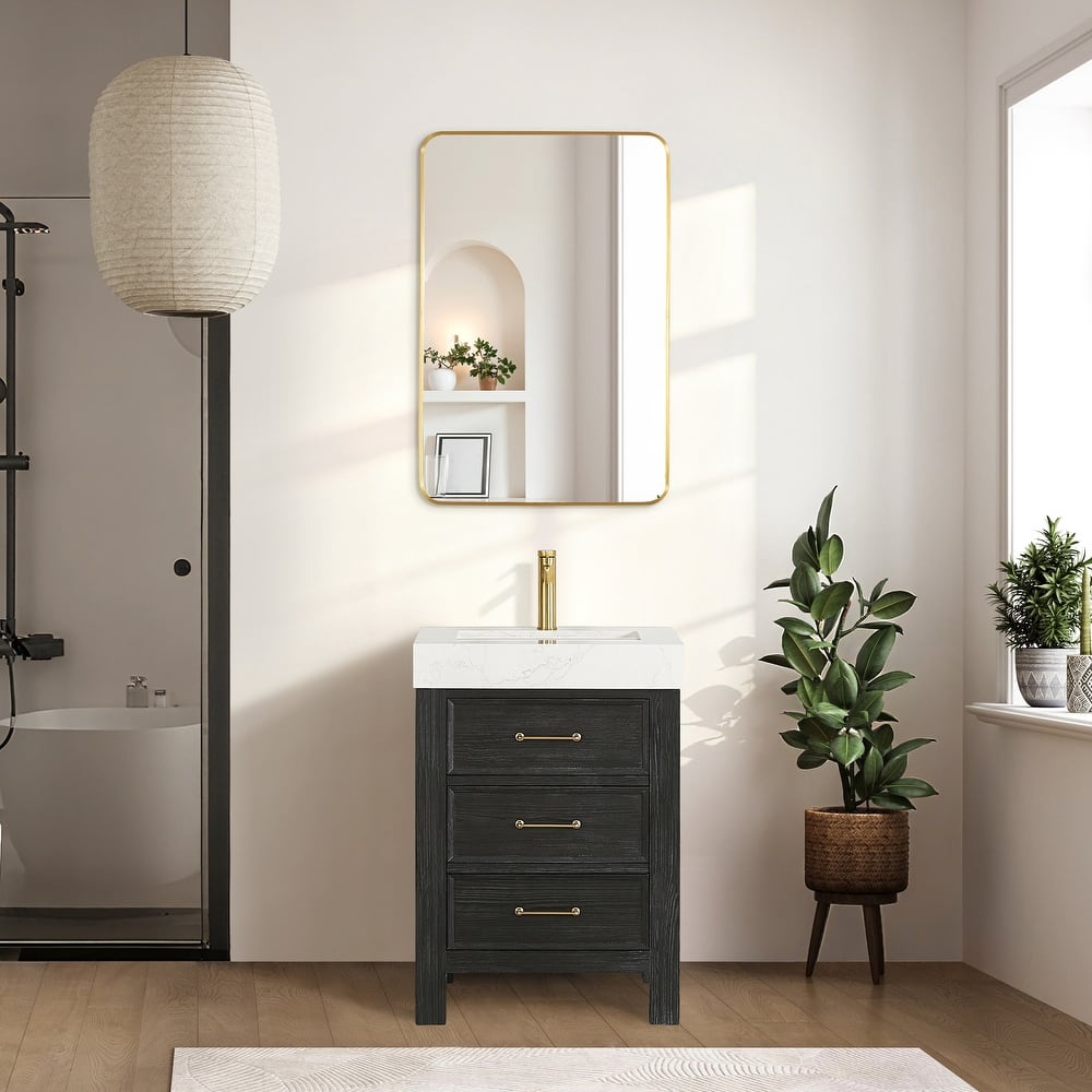 Leon 24 in. Single Bathroom Vanity with Composite Stone Top