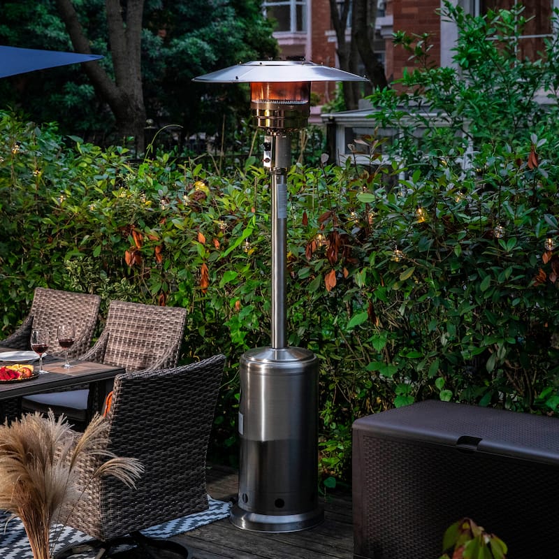 Outdoor 46,000 BTU Stainless Iron Propane Gas Patio Heater - Black