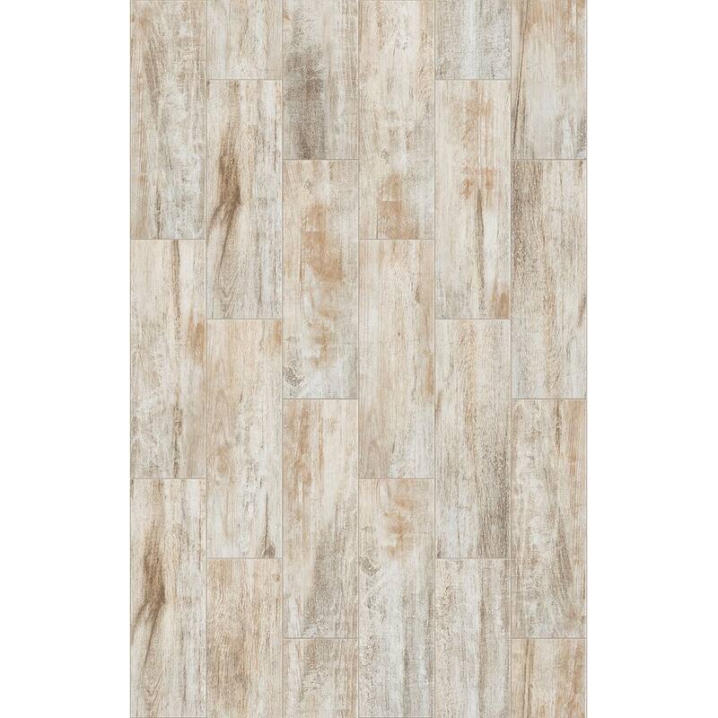 Shaw Olympia - 7" x 22" Rectangle Floor and Wall Tile - Wood Visual - - White