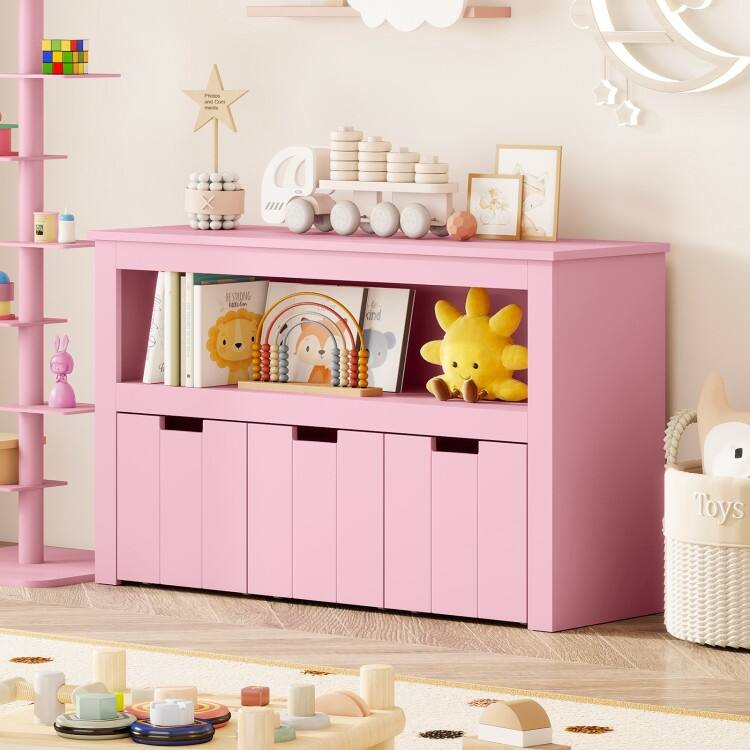 Kid Toy Storage Cabinet 3 Drawer Chest with Wheels Large Storage Cube Shelf - 40" x 13" x 24.5" (L x W x H)