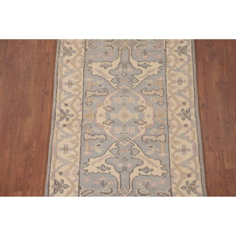Transitional Oushak Runner Rug Hand-Knotted Wool Carpet - 2'7"x 7'10"