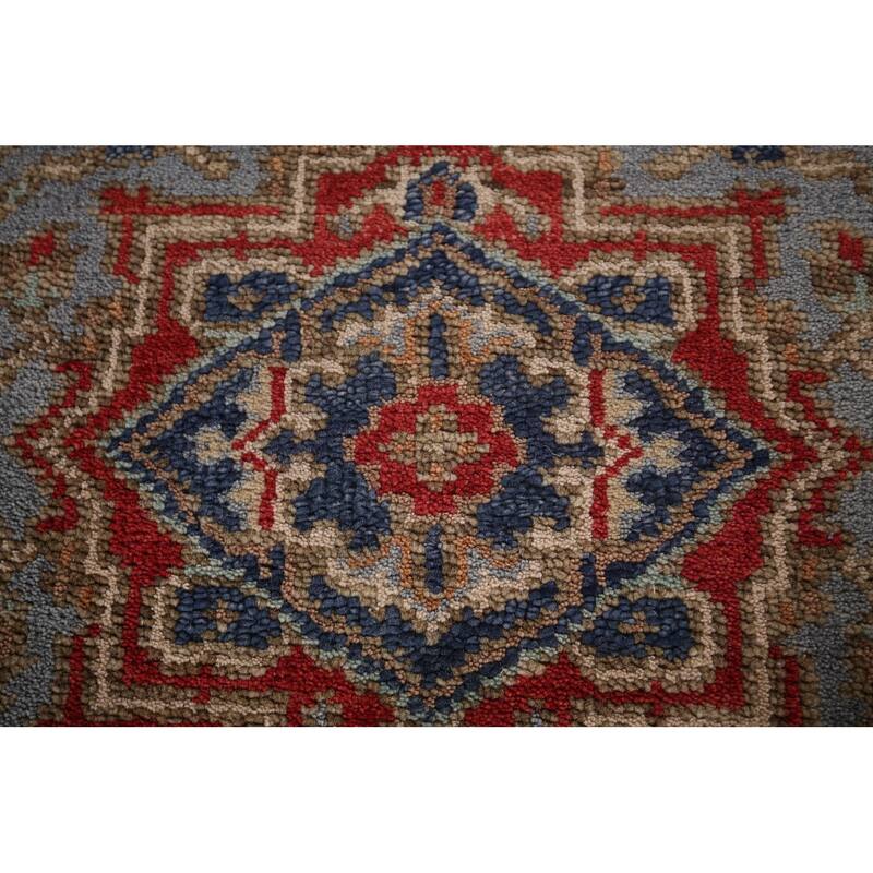 Blue Gray Heriz Serapi Oriental Runner Rug Hand-Knotted Wool Carpet - 2'7"x 8'0"