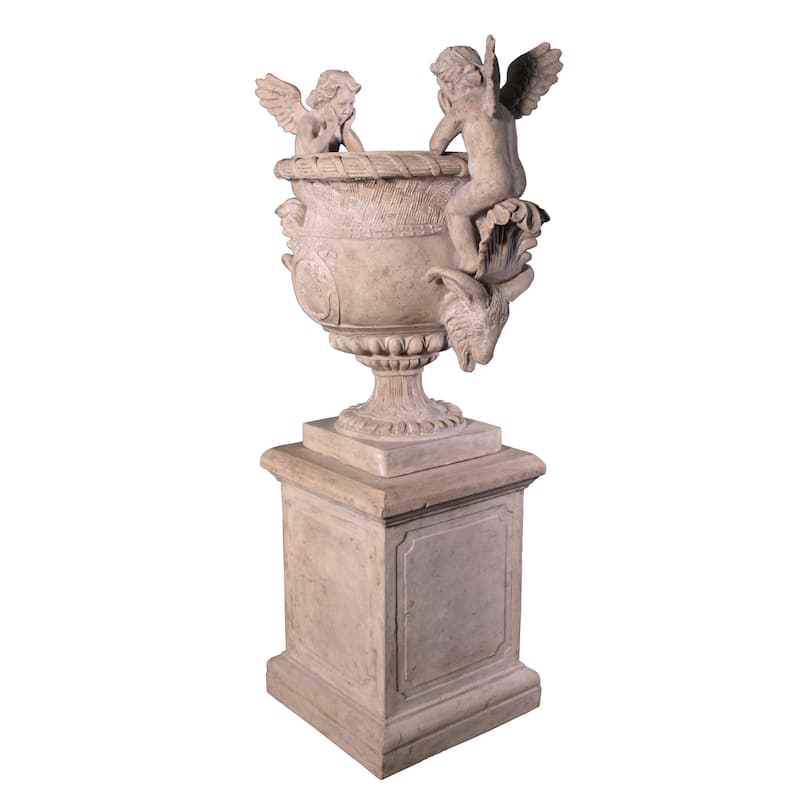 Angels Urn On Base Stone Cast