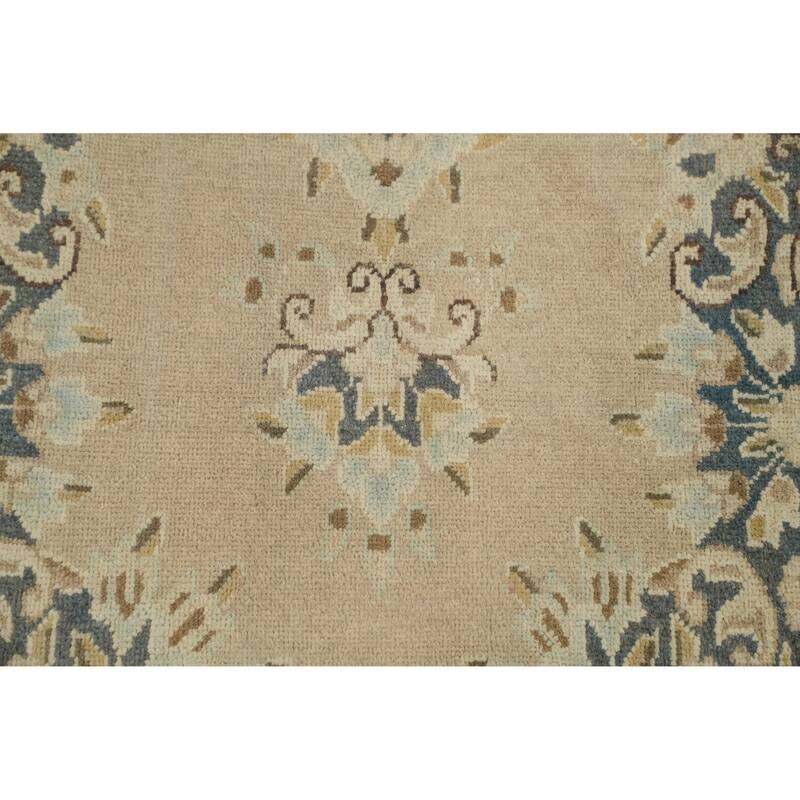 Hand Knotted Oriental 100% Wool Carpet Traditional Floral Beige & Ivories Kerman Runner Rug - 5' 4'' X 2' 3''