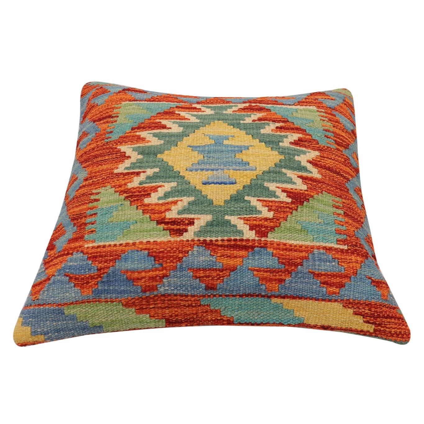 Boho Chic Connors Turkish Hand-Woven Kilim Pillow - 18'' x 18'' - Bed ...
