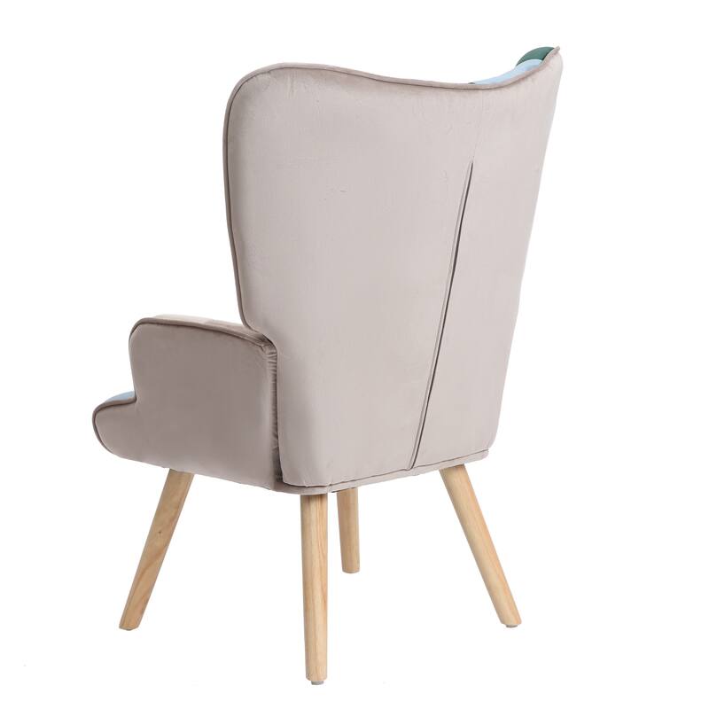 Creative Splicing Cloth Accent Chair with Ottoman