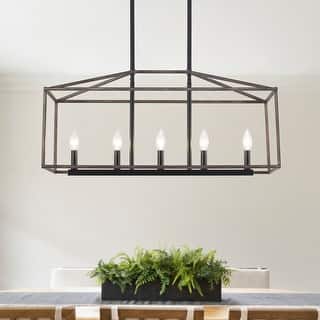 5-Light Farmhouse Hanging Linear Island Chandelier Lighting for Kitchen Island