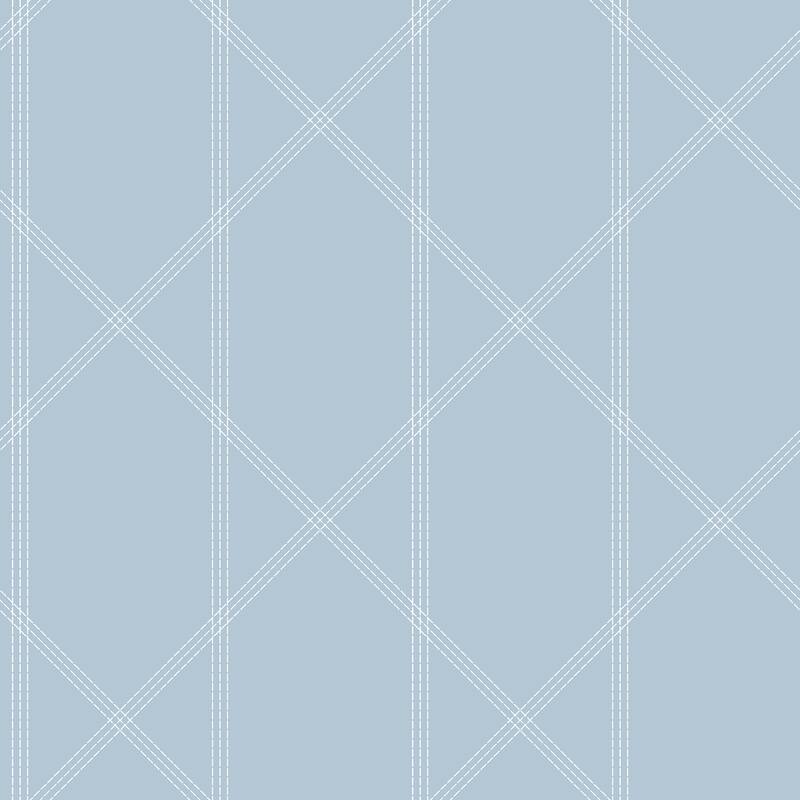 A-Street Prints Walcott Light Blue Stitched Trellis Wallpaper