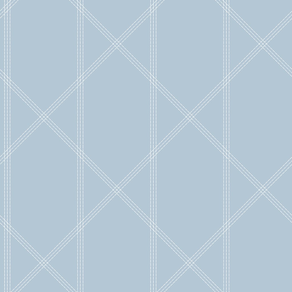 A-Street Prints Walcott Light Blue Stitched Trellis Wallpaper