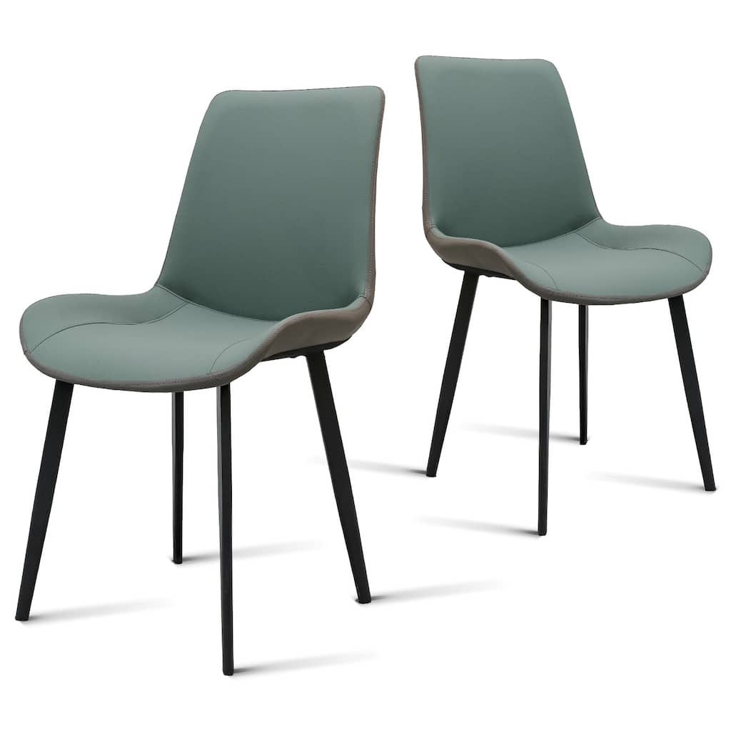 PU Leather Dining Chair with Metal Legs, Modern Upholstered Chair Set of 2 for Kitchen, Restaurant, Living, Meeting Room