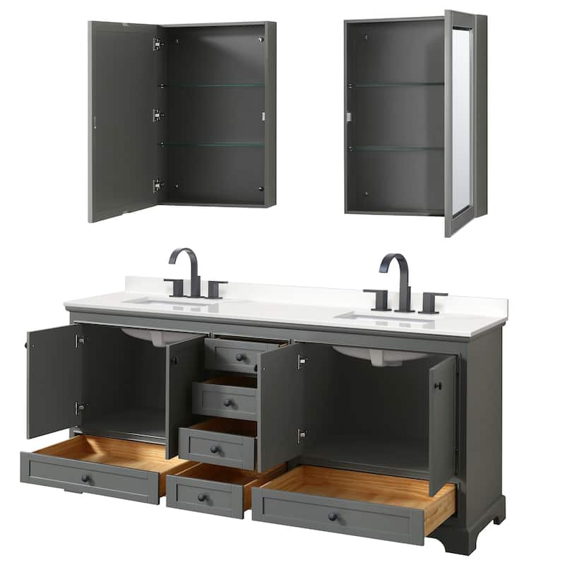 Deborah 80-inch Double Vanity, Quartz Top, Medicine Cabinets