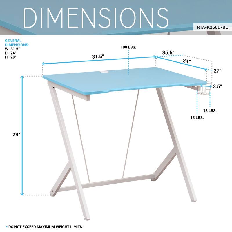 Kids Gaming Desk for Office Room,Living Room, Blue