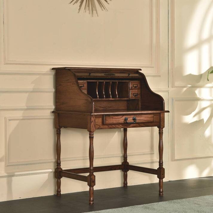 32" Mini Roll Top Desk w/ USB Power Outlet - N/A