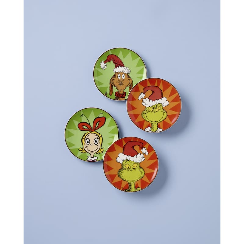 Lenox Merry Grinchmas Tidbit Plates, Set of 4, Assorted